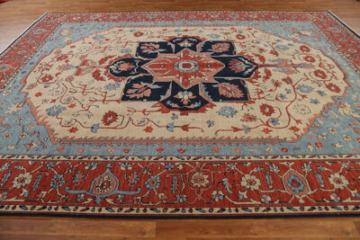 Rug Source Outlet Heriz Serapi Geometric Turkish Area Rug Hand-Knotted 10X13