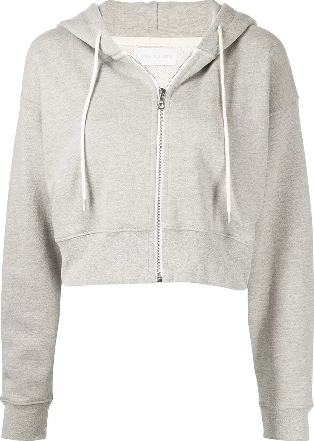 zipper crop hoodie
