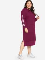 Thumbnail for your product : Shein Plus Contrast Striped Side Hooded Dress