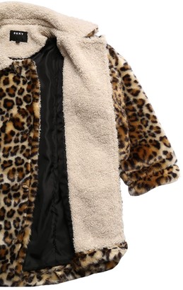 DKNY Leopard Print Faux Fur Coat