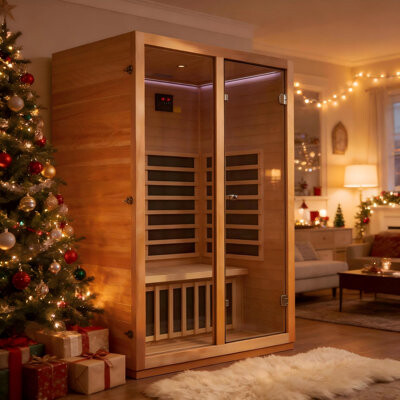 royal saunas hongyuan 2 Person Indoor Infrared Sauna with Low EMF Heating and Okoume and Hemlock Wood Construction