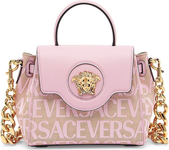 Versace La Vacanza Medusa Monogram Jacquard & Leather Top-Handle Bag ...