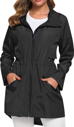 Women's Raincoat Stylish BYHONG Raincoats Rain Jacket Lightweight