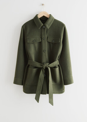 other stories belted overshirt jacket