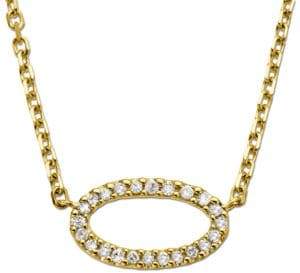 Lord & Taylor 14Kt. Yellow Gold and Diamond Oval Pendant Necklace
