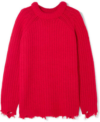 R 13 Distressed Cashmere Sweater - Red