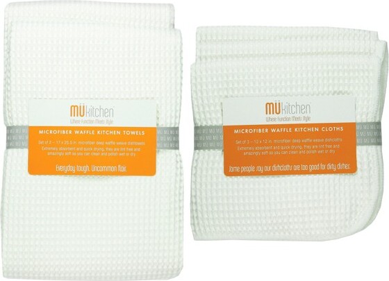 Mukitchen Sack Towels, Flour, White - 3 towels