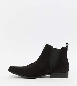 ASOS Design Wide Fit Chelsea Boots In Black Faux Suede