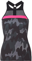 Thumbnail for your product : Monreal London Blaze Mesh-paneled Camouflage-print Stretch Tank - Black