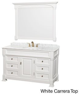 55 Inch White Bathroom Vanity, Wyndham Collection Andover Vanity