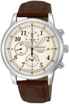Thumbnail for your product : Seiko Cream Dial Brown Leather Strap Stainless Steel Mens Watch