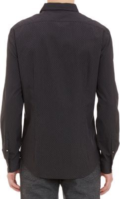 John Varvatos Stripe & Dot Slim-Fit Shirt-Black