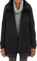 Thumbnail for your product : Moncler Fur-Collar Layered A-line Rindou Coat-Black