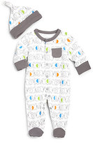Thumbnail for your product : Offspring Infant Boy's Elephant-Print Two-Piece Footie & Hat Set