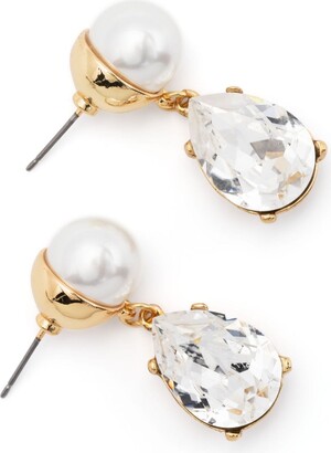 Kenneth Jay Lane Crystal-Pendant Drop Pearl Earrings