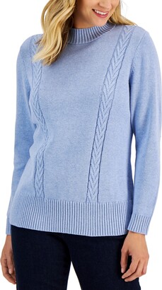 Karen Scott Women's Cotton Cable-Knit Sweater, Created for Macy's
