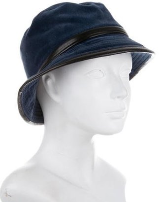 Hermes Leather-trimmed Velvet Bucket Hat