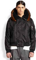 Thumbnail for your product : Givenchy Fur-Trimmed Nylon Bomber Jacket