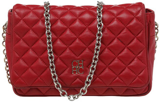 CH Carolina Herrera Red Quilted Leather Flap Crossbody Bag - ShopStyle