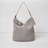 Thumbnail for your product : River Island Womens Grey suede eyelet underarm slouch bag
