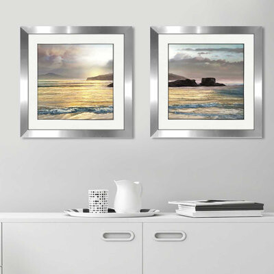Highland Dunes 'Passing' 2 Piece Framed Acrylic Painting Print Set