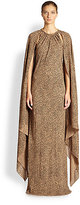 Thumbnail for your product : Michael Kors Silk Cape-Sleeve Gown