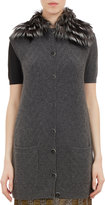 Thumbnail for your product : Fendi Fur-Collar Long Vest