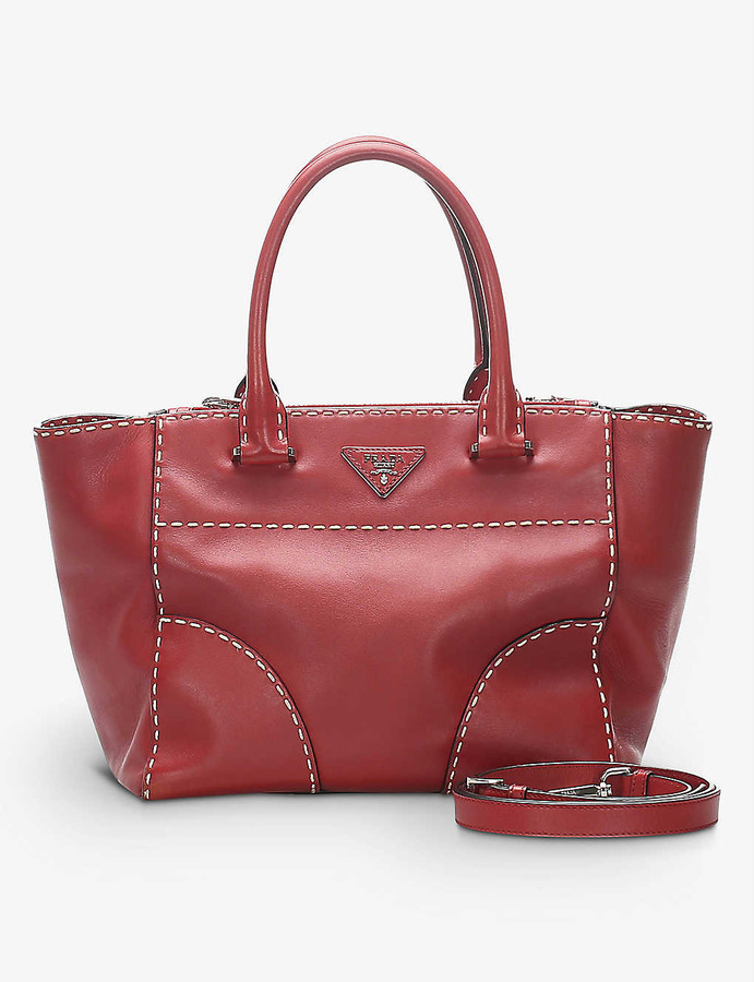 Resellfridges Preloved Prada logoembellished leather tophandle bag