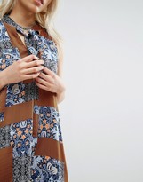 Thumbnail for your product : Glamorous Patch Print Shift Dress With Pussybow Collar