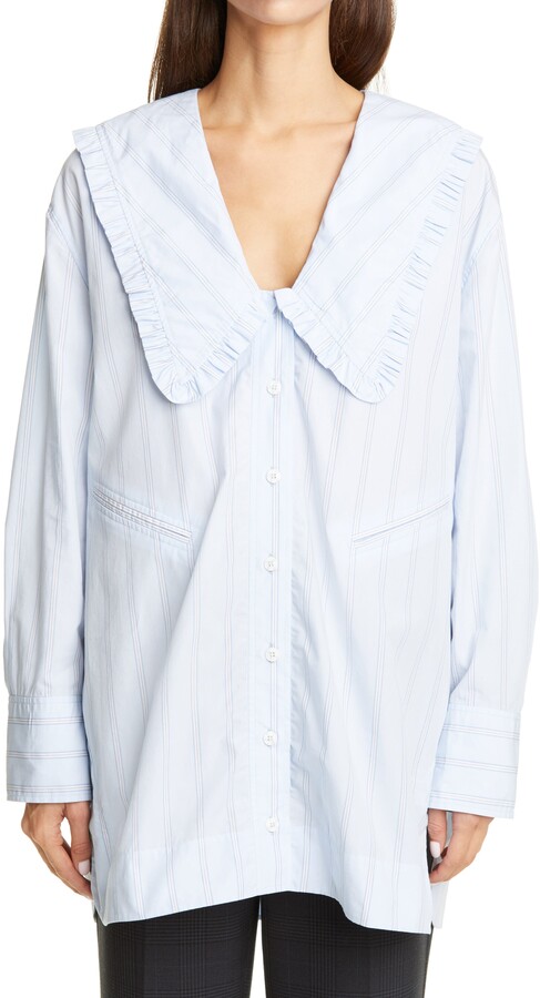 ganni stripe cotton oversized shirt