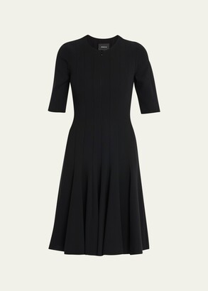 Akris Elbow-Sleeve Zip-Front Dress