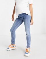 Thumbnail for your product : Mama Licious Mamalicious Maternity under the bump jeggings in blue