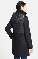 Thumbnail for your product : DKNY Quilted Wool Blend Hooded Babydoll Coat