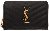 Thumbnail for your product : Saint Laurent Black Small Monogram Zip Around Wallet