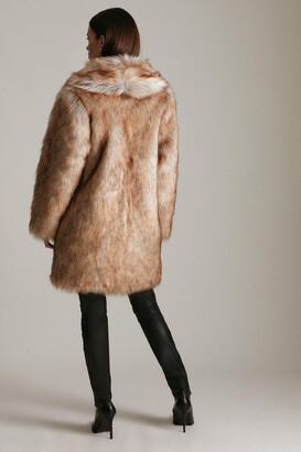 Karen Millen Lydia Millen Petite Tipped Faux Fur Long Coat