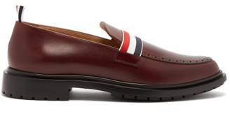 Thom Browne - Web Strap Leather Loafers - Mens - Burgundy
