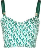 Thumbnail for your product : Elisabetta Franchi Monogram-Pattern Cropped Top