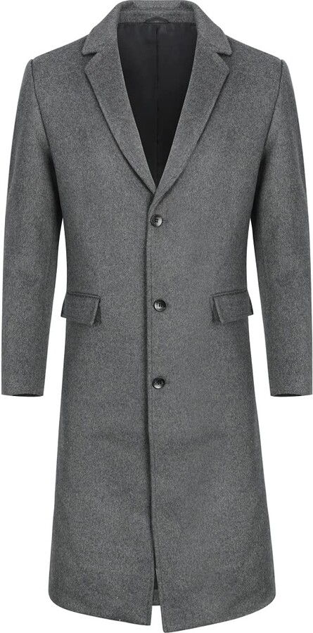Allthemen Mens Vintage Wool Blend Overcoat Double Breasted Slim Fit Pea Coat 
