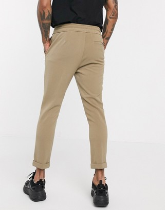 The Couture Club smart ribbed roll hem jogger in dark stone