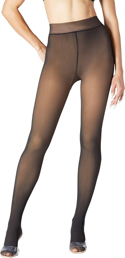 Body By Stems Black Sheer Through Skin Illusion Fleece Lined Tights 220g - Thermal  Tights for Women - ShopStyle Hosiery