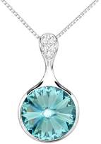 Thumbnail for your product : Swarovski EleQueen 925 Sterling Silver CZ Solitaire Round Pendant Necklace Adorned with Crystals