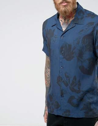 Selected Homme+ Short Sleeve Shirt With Floral Back Print