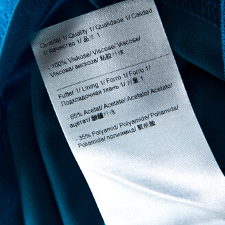 Escada Lagoon Blue Textured Knit Gold Chain Detail Sheath Dress M