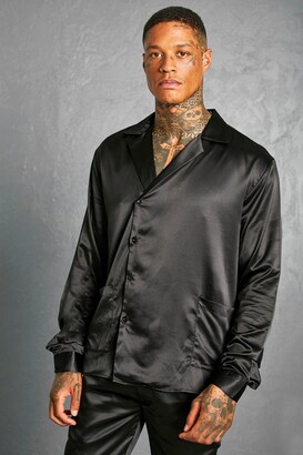 black satin shirt mens