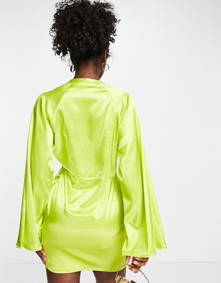 In The Style X Perrie Sian exclusive knot-front shirt dress in lime