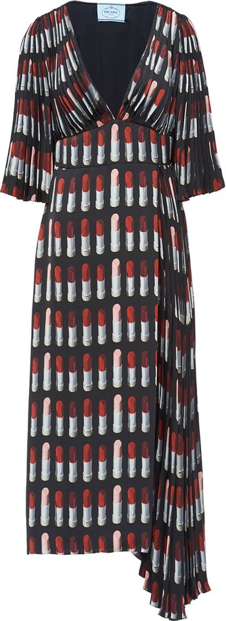 Prada Lipstick Print Twill Dress - ShopStyle