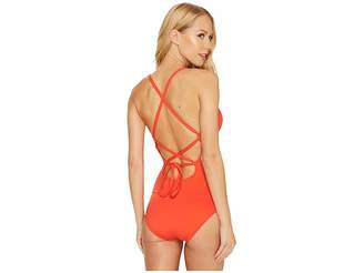 Tommy Bahama Pearl Over-The-Shoulder Laced-Back One-Piece Swimsuit