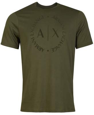 Armani Exchange Circle Logo Crew Neck T-shirt Colour: WHITE, Size: LAR