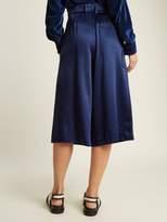 Thumbnail for your product : Sies Marjan Sies Marjan Wide Leg Cropped Satin Trousers - Womens - Navy