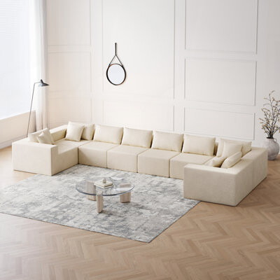Everly Quinn Modular L-Shape Sectional Sofa with Corduroy Fabric No Assembly Required